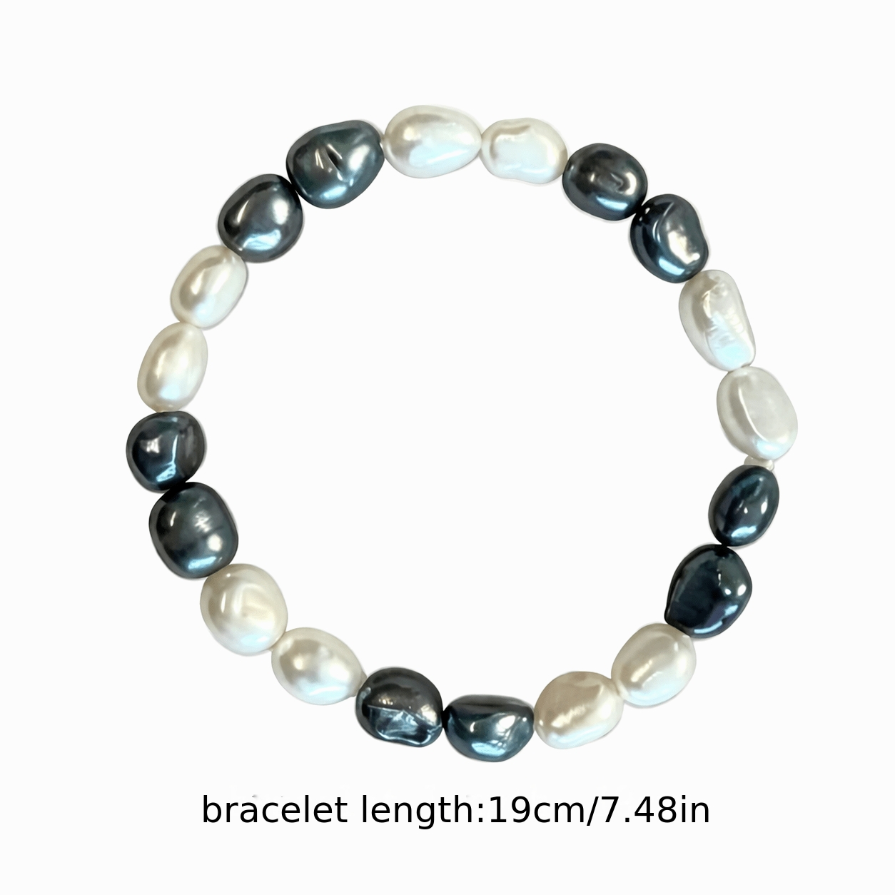 Luxury Black and White Baroque Stretch Bracelet, Elegant Gift